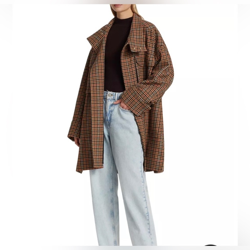 A.L.C. Brown Houndstooth Wool-Blend Coat